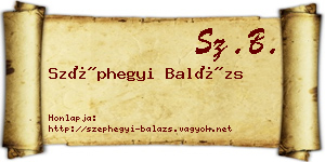 Széphegyi Balázs névjegykártya